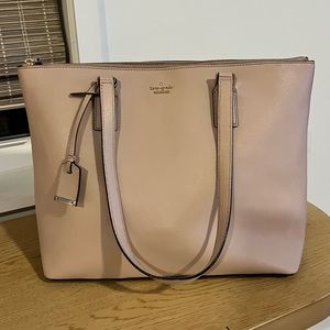 Kate Spade Large Saffiano Leather Zip Top Tote Bag Light Pink